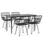 vidaXL Juego de comedor de jardín 5 piezas ratán sintético negro vidaXL Juego de comedor de jardín 5 piezas ratán sintético negro