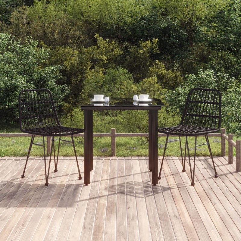 vidaXL Juego de comedor de jardín 3 piezas ratán sintético negro vidaXL Juego de comedor de jardín 3 piezas ratán sintético negro