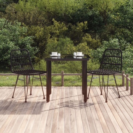 vidaXL Juego de comedor de jardín 3 piezas ratán sintético negro