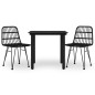 vidaXL Juego de comedor de jardín 3 piezas ratán sintético negro vidaXL Juego de comedor de jardín 3 piezas ratán sintético negro