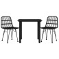 vidaXL Juego de comedor de jardín 3 piezas ratán sintético negro vidaXL Juego de comedor de jardín 3 piezas ratán sintético negro