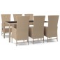 vidaXL Set comedor de jardín 7 pzas con cojines ratán sintético beige vidaXL Set comedor de jardín 7 pzas con cojines ratán sintético beige