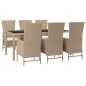 vidaXL Set comedor de jardín 7 pzas con cojines ratán sintético beige vidaXL Set comedor de jardín 7 pzas con cojines ratán sintético beige