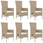 vidaXL Set comedor de jardín 7 pzas con cojines ratán sintético beige vidaXL Set comedor de jardín 7 pzas con cojines ratán sintético beige