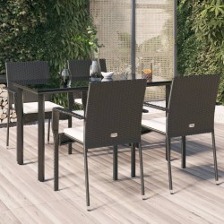 vidaXL Set de muebles jardín 5 pzas con cojines ratán sintético negro