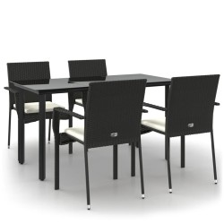vidaXL Set de muebles jardín 5 pzas con cojines ratán sintético negro