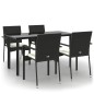 vidaXL Set de muebles jardín 5 pzas con cojines ratán sintético negro vidaXL Set de muebles jardín 5 pzas con cojines ratán sintético negro