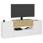 FMD Mueble de TV/equipos de música roble y blanco 182x33x70,2 cm FMD Mueble de TV/equipos de música roble y blanco 182x33x70,2 cm