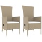 vidaXL Juego de muebles jardín 3 piezas acero y ratán sintético beige