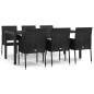 vidaXL Set de comedor de jardín 7 pzas y cojines ratán sintético negro vidaXL Set de comedor de jardín 7 pzas y cojines ratán sintético negro
