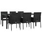 vidaXL Set de comedor de jardín 7 pzas y cojines ratán sintético negro vidaXL Set de comedor de jardín 7 pzas y cojines ratán sintético negro