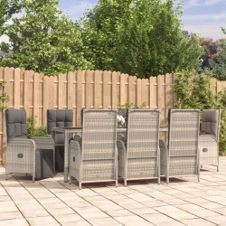 vidaXL Set comedor jardín 9 pzas y cojines ratán sintético gris
