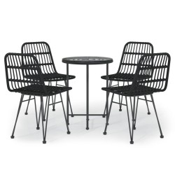 vidaXL Juego de comedor de jardín 5 piezas ratán sintético negro