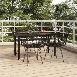 vidaXL Juego de comedor de jardín 5 piezas ratán sintético negro