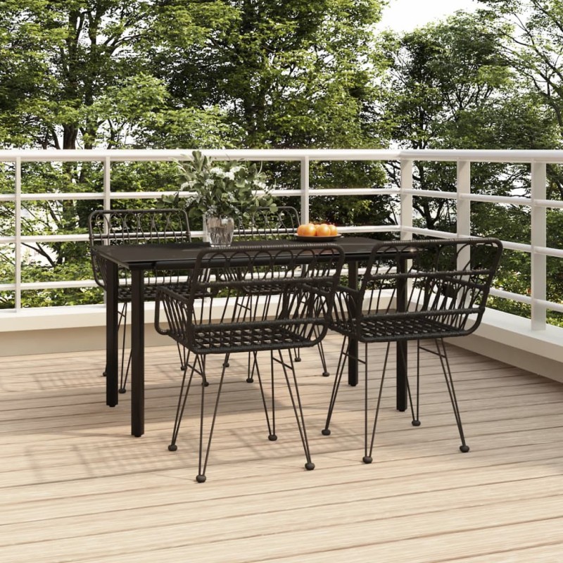 vidaXL Juego de comedor de jardín 5 piezas ratán sintético negro vidaXL Juego de comedor de jardín 5 piezas ratán sintético negro
