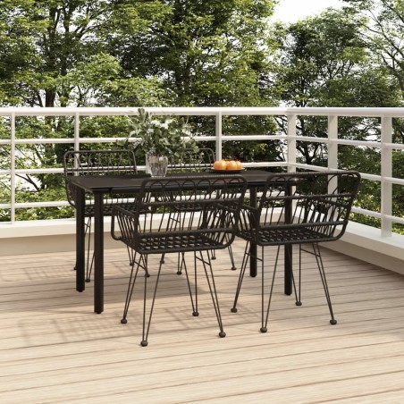vidaXL Juego de comedor de jardín 5 piezas ratán sintético negro