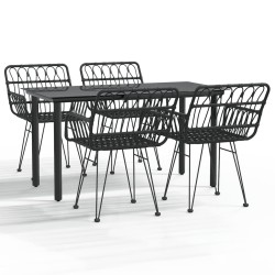vidaXL Juego de comedor de jardín 5 piezas ratán sintético negro