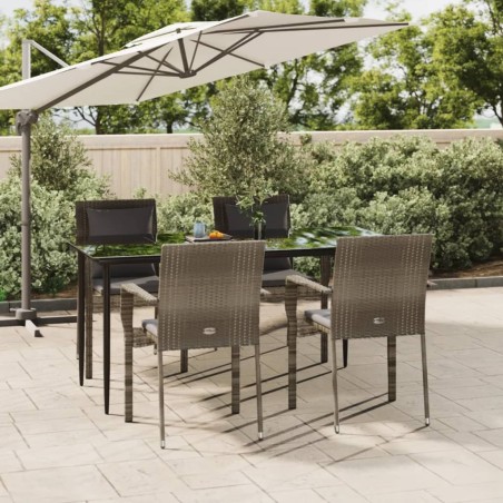 vidaXL Set comedor jardín 5 pzas y cojines ratán sintético negro gris