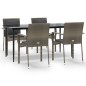 vidaXL Set comedor jardín 5 pzas y cojines ratán sintético negro gris vidaXL Set comedor jardín 5 pzas y cojines ratán sintético negro gris