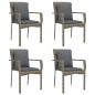 vidaXL Set comedor jardín 5 pzas y cojines ratán sintético negro gris vidaXL Set comedor jardín 5 pzas y cojines ratán sintético negro gris