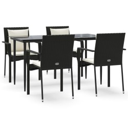 vidaXL Set de muebles jardín 5 pzas con cojines ratán sintético negro