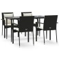 vidaXL Set de muebles jardín 5 pzas con cojines ratán sintético negro vidaXL Set de muebles jardín 5 pzas con cojines ratán sintético negro