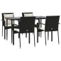 vidaXL Set de muebles jardín 5 pzas con cojines ratán sintético negro vidaXL Set de muebles jardín 5 pzas con cojines ratán sintético negro