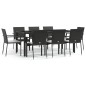 vidaXL Set de comedor de jardín 9 pzas y cojines ratán sintético negro