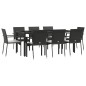 vidaXL Set de comedor de jardín 9 pzas y cojines ratán sintético negro