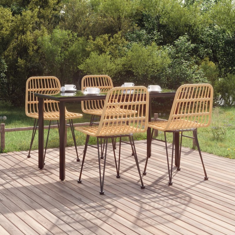vidaXL Juego de comedor de jardín 5 piezas ratán sintético vidaXL Juego de comedor de jardín 5 piezas ratán sintético