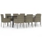 vidaXL Set comedor jardín 9 pzas y cojines ratán sintético negro gris vidaXL Set comedor jardín 9 pzas y cojines ratán sintético negro gris