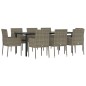 vidaXL Set comedor jardín 9 pzas y cojines ratán sintético negro gris vidaXL Set comedor jardín 9 pzas y cojines ratán sintético negro gris