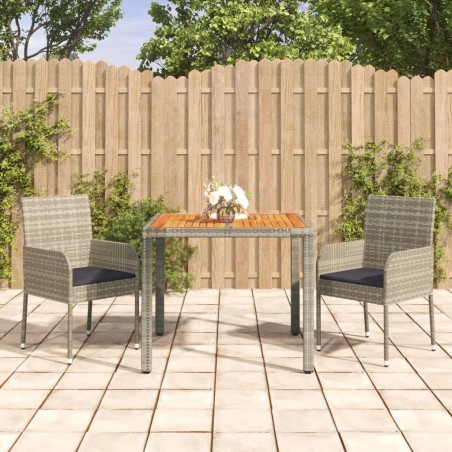 vidaXL Set comedor de jardín 3 piezas con cojines ratán sintético gris