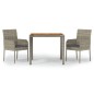 vidaXL Set comedor de jardín 3 piezas con cojines ratán sintético gris vidaXL Set comedor de jardín 3 piezas con cojines ratán sintético gris