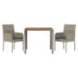 vidaXL Set comedor de jardín 3 piezas con cojines ratán sintético gris vidaXL Set comedor de jardín 3 piezas con cojines ratán sintético gris