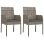 vidaXL Set comedor de jardín 3 piezas con cojines ratán sintético gris vidaXL Set comedor de jardín 3 piezas con cojines ratán sintético gris