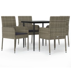 vidaXL Set comedor jardín 5 pzas y cojines ratán sintético negro gris