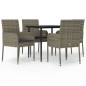 vidaXL Set comedor jardín 5 pzas y cojines ratán sintético negro gris