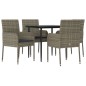 vidaXL Set comedor jardín 5 pzas y cojines ratán sintético negro gris