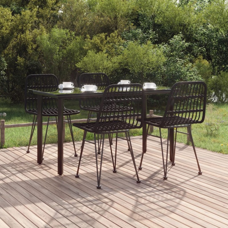 vidaXL Juego de comedor de jardín 5 piezas ratán sintético negro vidaXL Juego de comedor de jardín 5 piezas ratán sintético negro