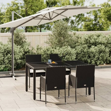 vidaXL Set de muebles jardín 5 pzas con cojines ratán sintético negro