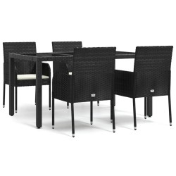 vidaXL Set de muebles jardín 5 pzas con cojines ratán sintético negro
