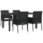 vidaXL Set de muebles jardín 5 pzas con cojines ratán sintético negro vidaXL Set de muebles jardín 5 pzas con cojines ratán sintético negro