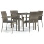 vidaXL Set comedor de jardín 5 piezas con cojines ratán sintético gris vidaXL Set comedor de jardín 5 piezas con cojines ratán sintético gris