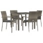 vidaXL Set comedor de jardín 5 piezas con cojines ratán sintético gris vidaXL Set comedor de jardín 5 piezas con cojines ratán sintético gris