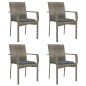 vidaXL Set comedor de jardín 5 piezas con cojines ratán sintético gris vidaXL Set comedor de jardín 5 piezas con cojines ratán sintético gris