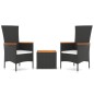 vidaXL Juego muebles jardín 3 pzas madera acacia ratán sintético negro vidaXL Juego muebles jardín 3 pzas madera acacia ratán sintético negro
