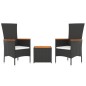 vidaXL Juego muebles jardín 3 pzas madera acacia ratán sintético negro vidaXL Juego muebles jardín 3 pzas madera acacia ratán sintético negro