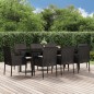 vidaXL Set de comedor de jardín 9 pzas y cojines ratán sintético negro vidaXL Set de comedor de jardín 9 pzas y cojines ratán sintético negro