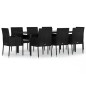 vidaXL Set de comedor de jardín 9 pzas y cojines ratán sintético negro vidaXL Set de comedor de jardín 9 pzas y cojines ratán sintético negro